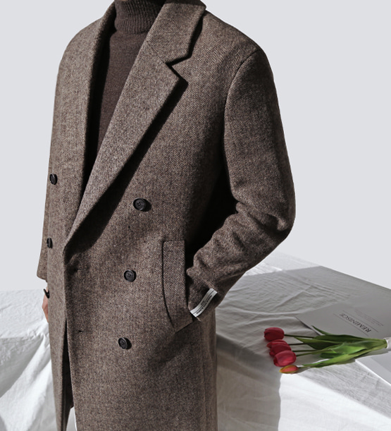 Hand Herringbone coat (1color) (wool80%)