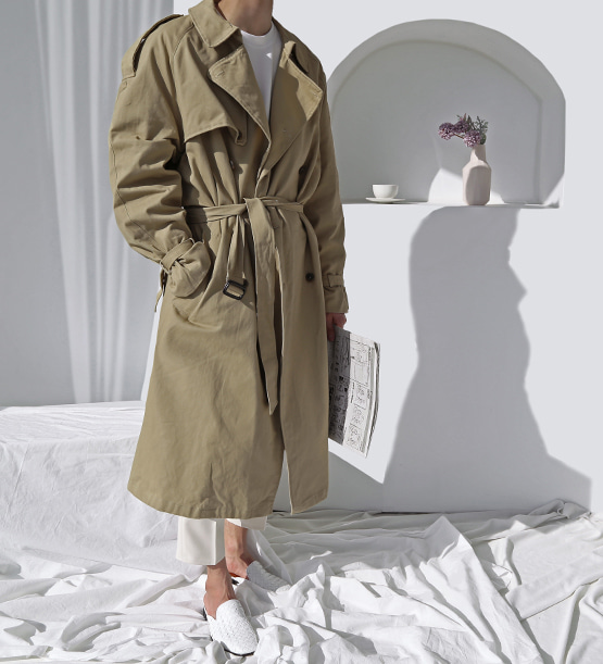 Box long Trench coat (2color)