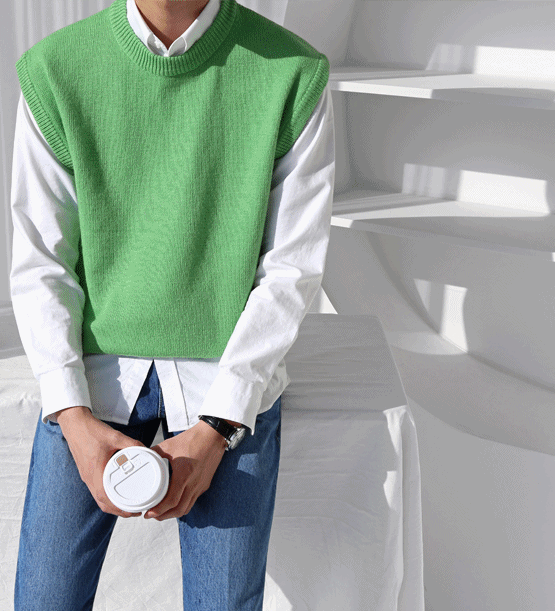 Biz wool round vest (3color)