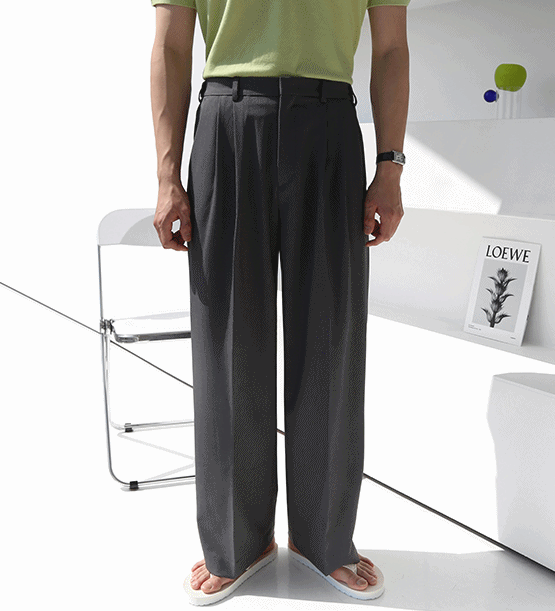Boint two-tuck wide slacks (4color)