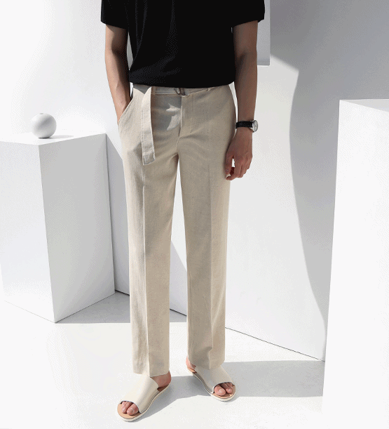 Bodern belt linen slacks (4color)